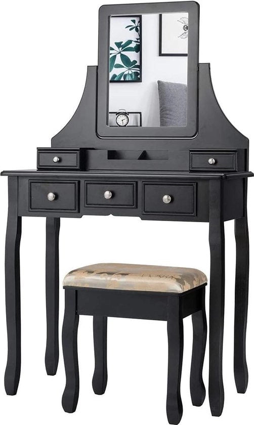 Tavolo da Mondo con Specchio e Sedia - Nera - Dimensioni 80 x 40 x 139 cm
