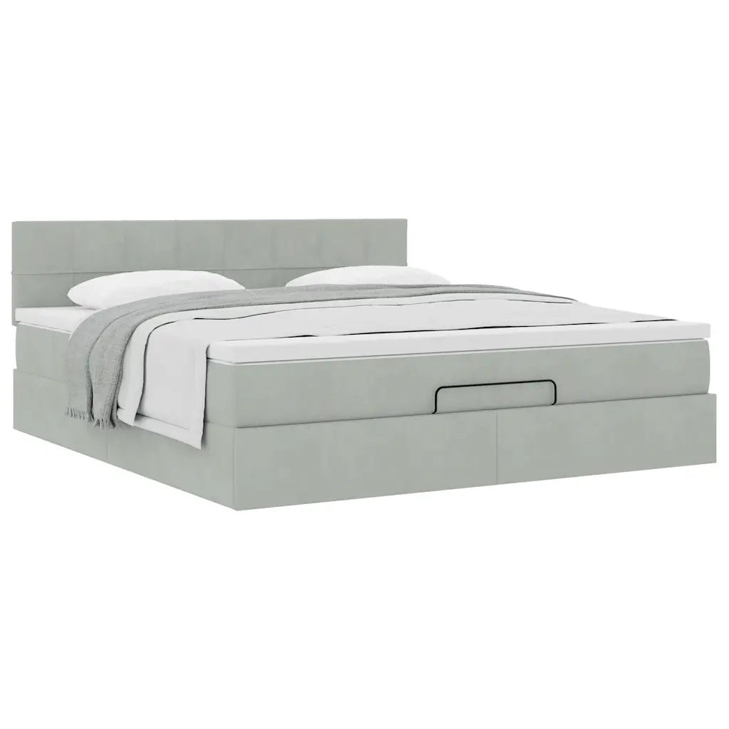 Struttura Letto Pouf con Materasso 160x200 cm in Velluto 3311783
