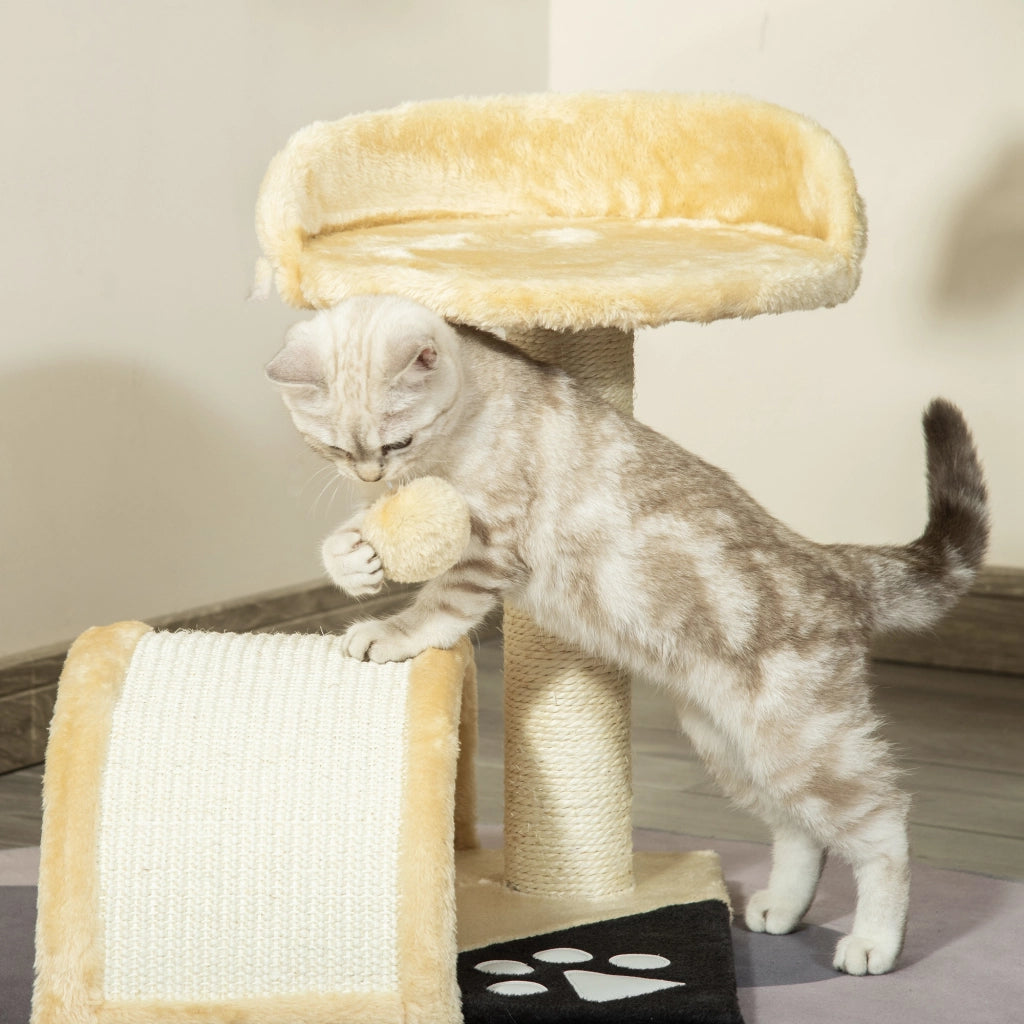 Tiragraffi per Gatti Piccoli ¨C Xylo ¨C 2 Livelli con Palo e Piattaforme 35,5x37x46 cm Beige