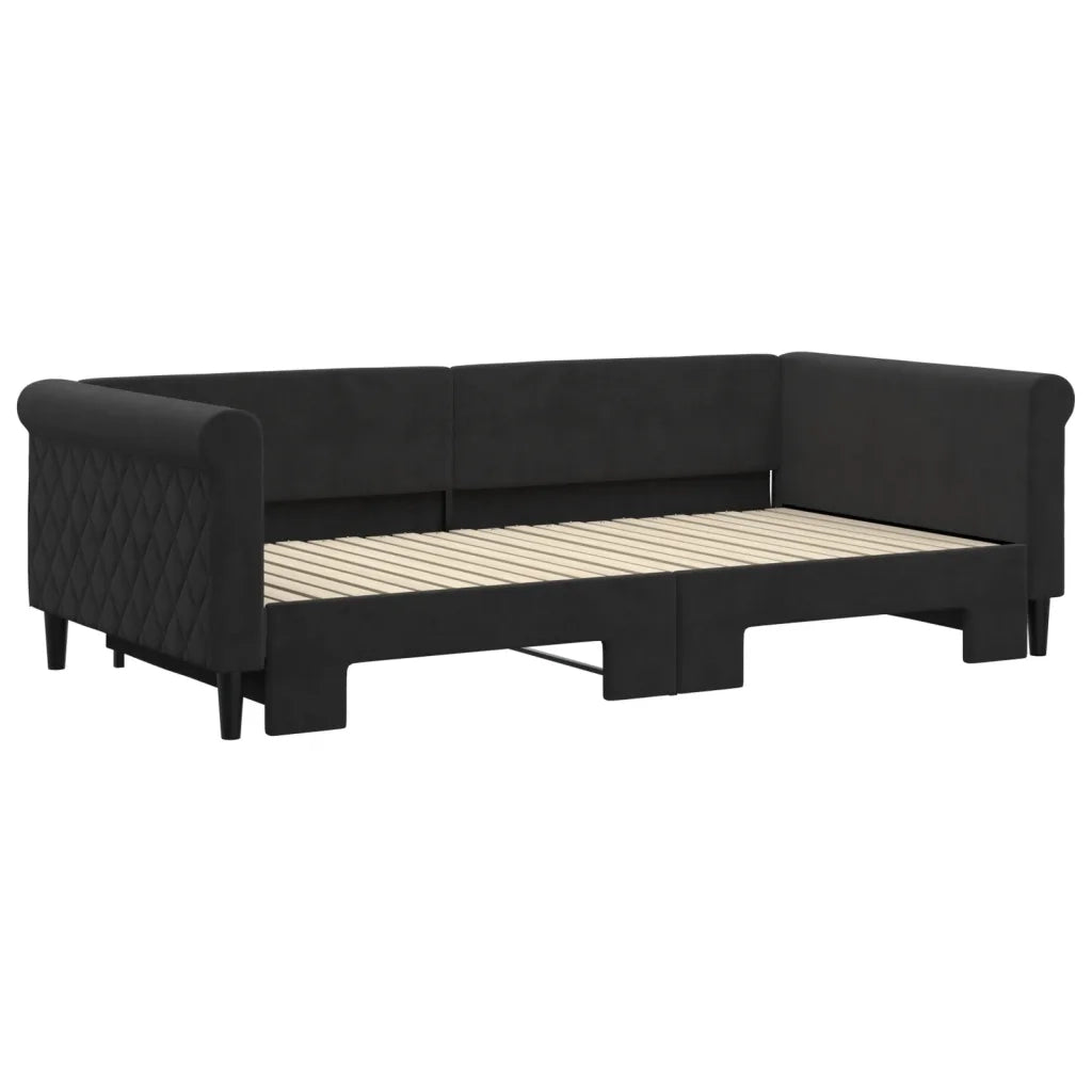 Divano letto | Sof¨¤ letto | Letto singolo Estraibile Nero 100x200 cm in Velluto