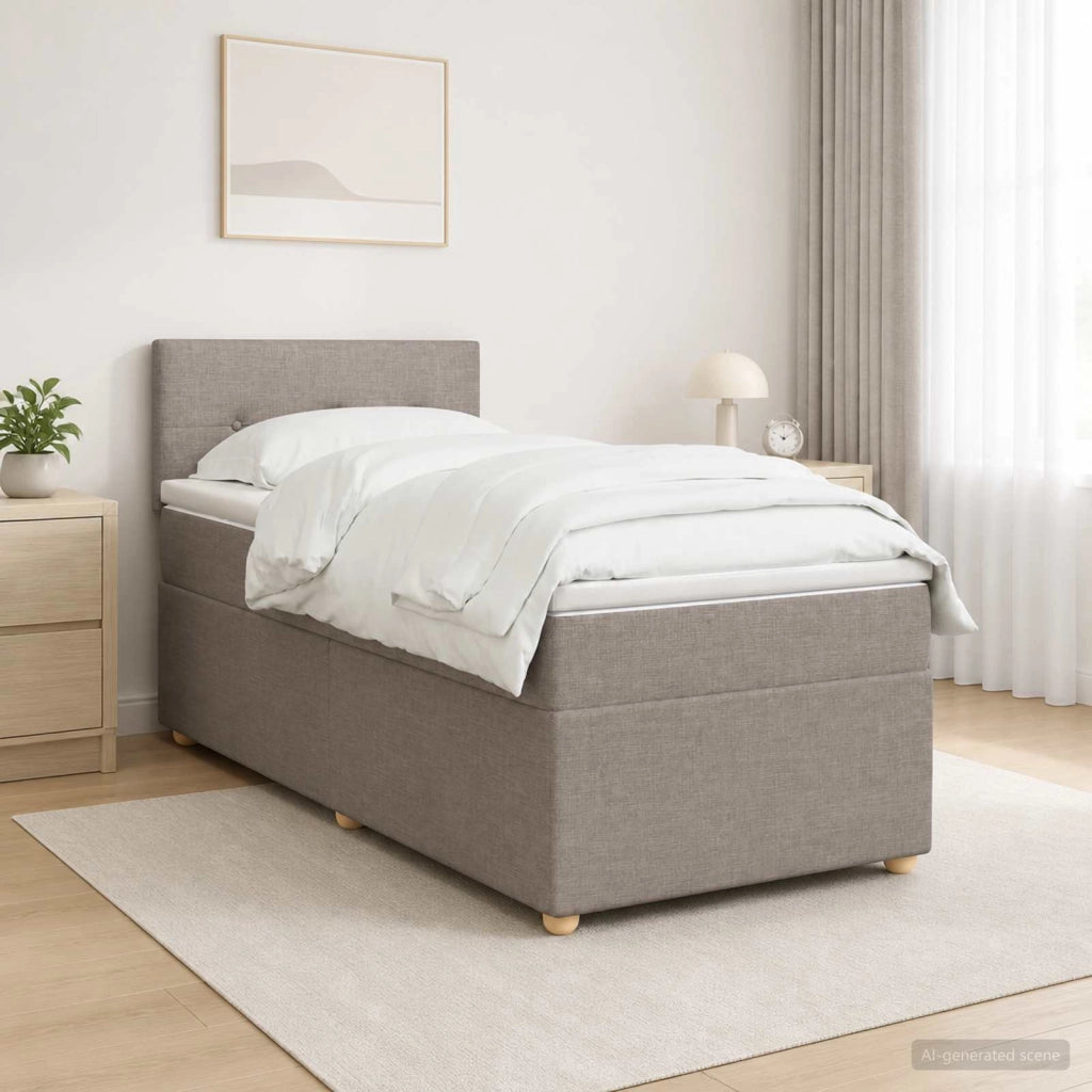 Letto box spring con materasso Tortora 90 x 200 cm Tessuto 3450871