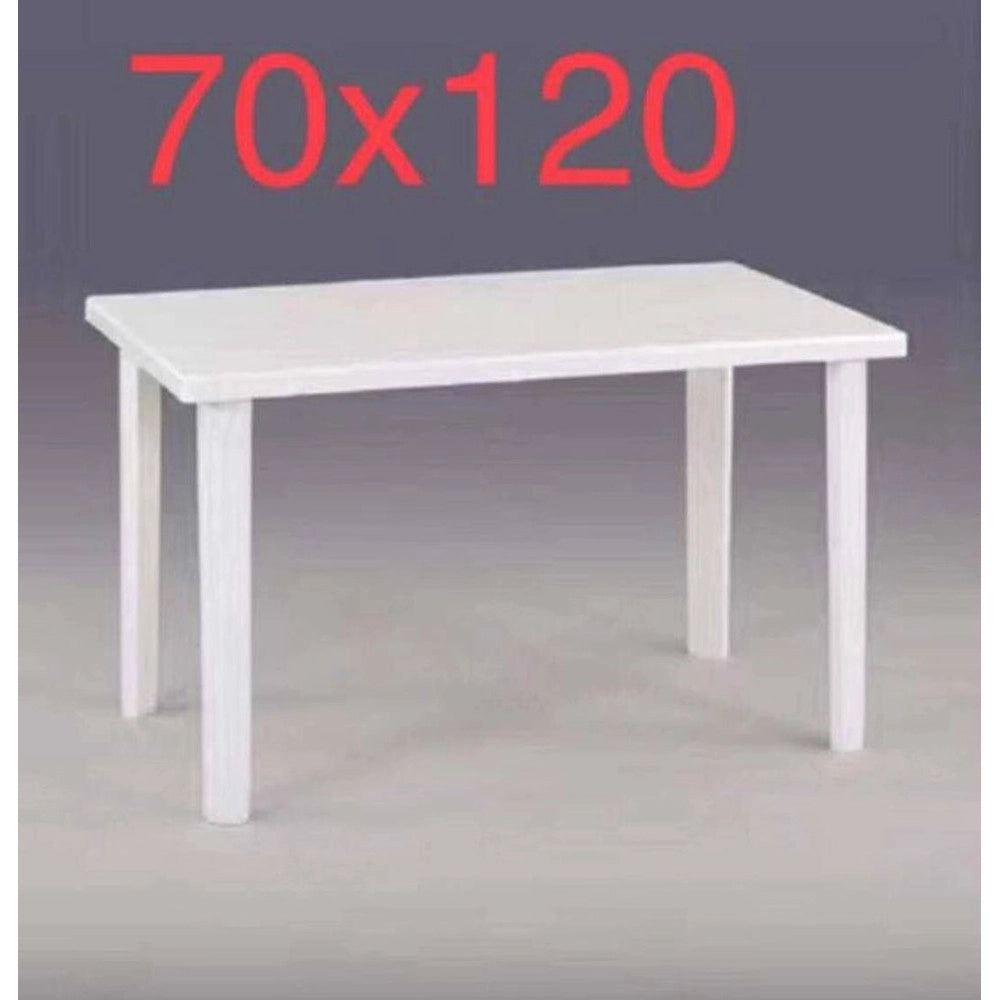 Trade Shop - Tavolo Rettangolare Da Giardino 120x70cm Bianco Perfetto Per Spazio Esterno 016301 -