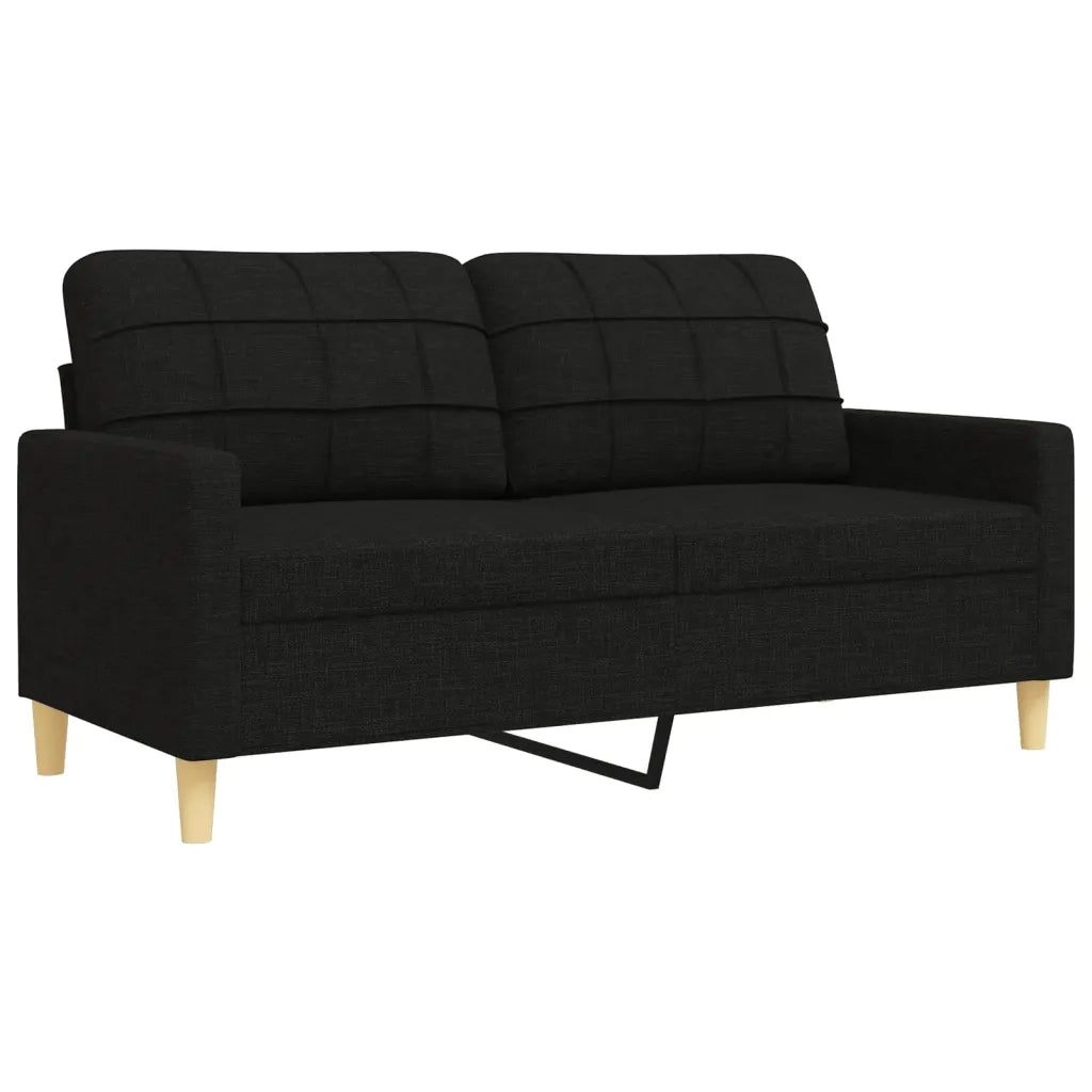 Set di Divani 4 pz con Poggiapiedi Nero in Tessuto