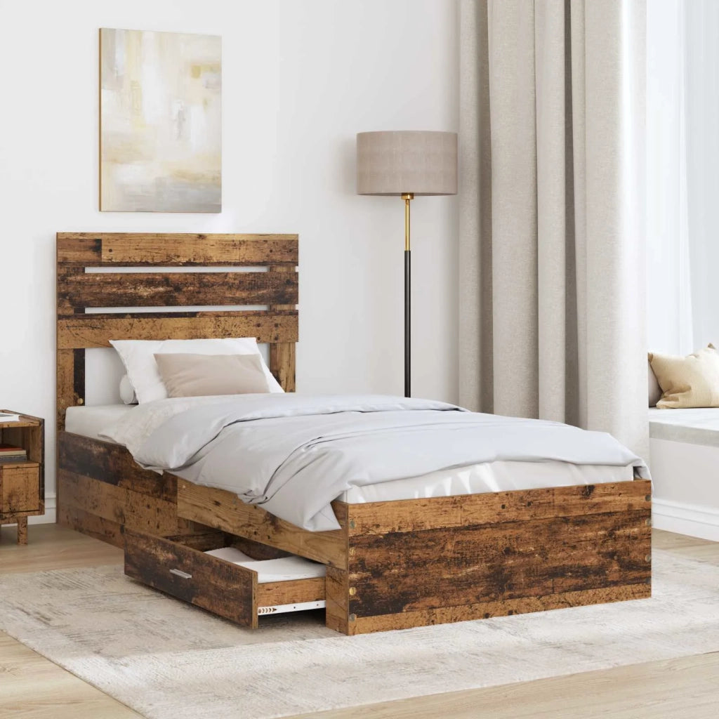 Struttura del letto con cassetto con testiera-Letto con Cassetti e Testiera Legno multistrato 100759
