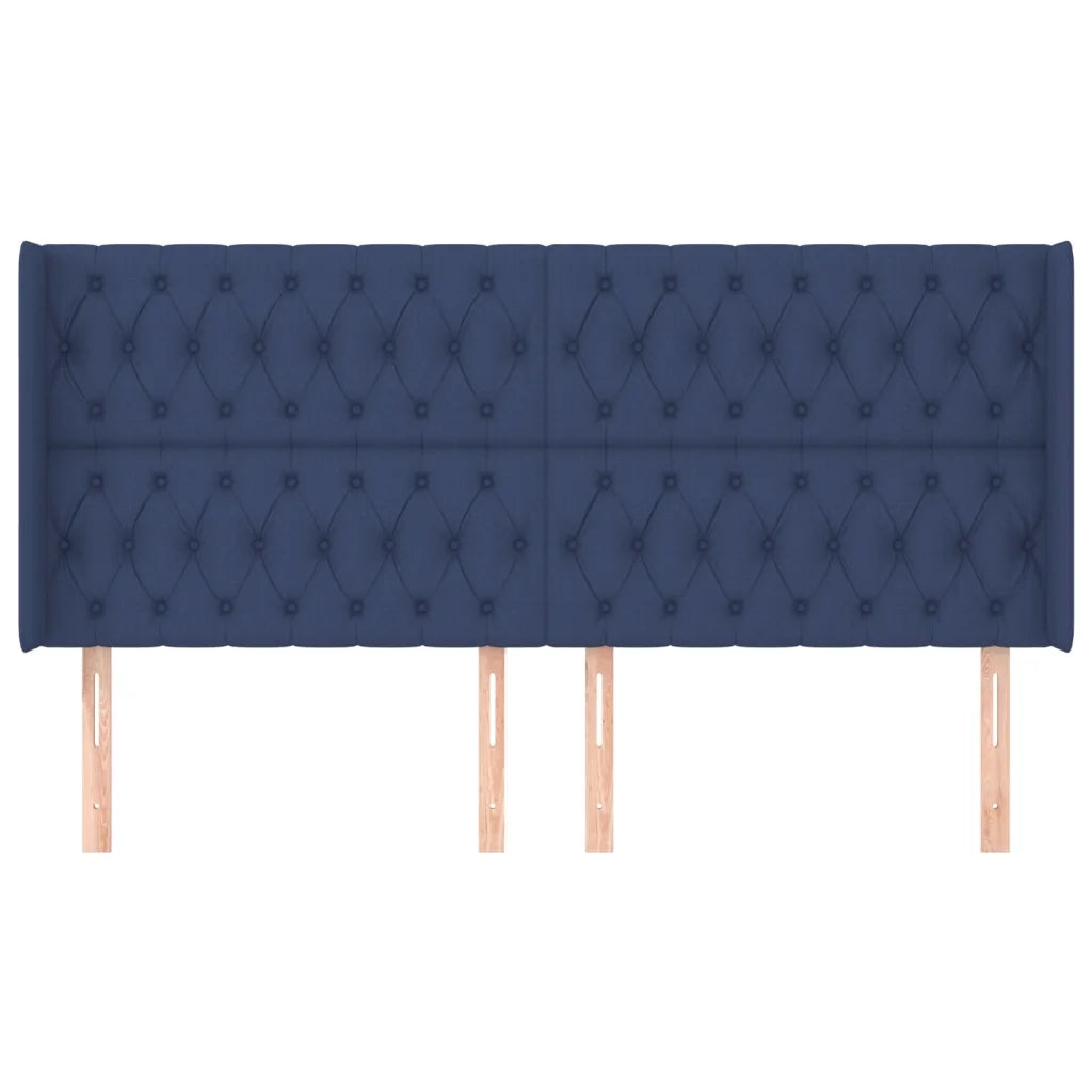 Testiera | Testata ad Orecchio Blu 183x16x118/128 cm in Tessuto