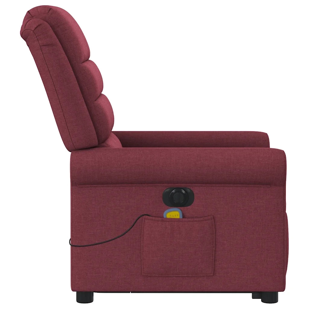 Poltrona Massaggiante | Sedia Relax Reclinabile Elettrica Rosso Vino Tessuto