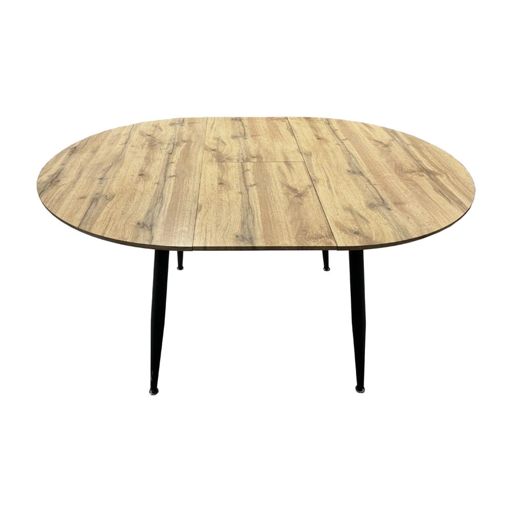 Tavolo rotondo allungabile Cordelia rovere con gambe nere 120x120x75