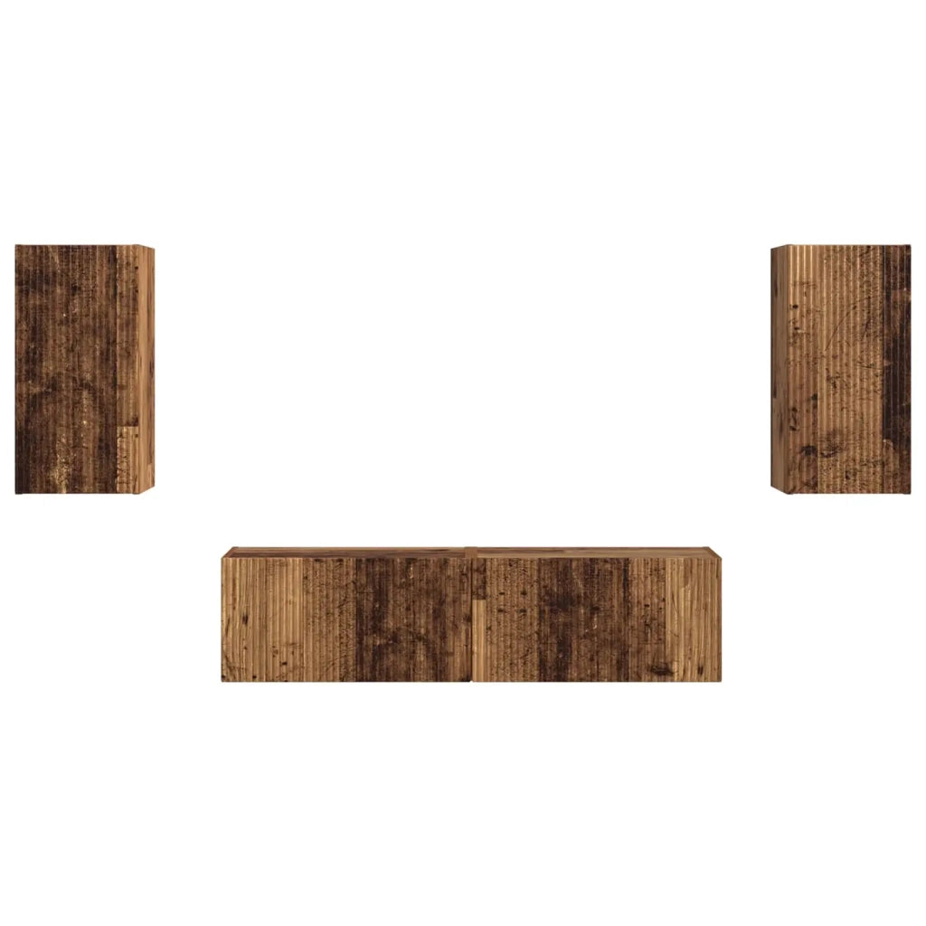 Set mobile TV 4 pz-Credenza per TV Legno vecchio Legno multistrato 191012