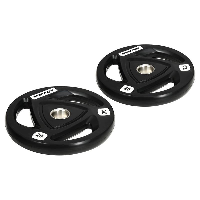SET DI 2 DISCHI PESI IN ACCIAIO CON RIVESTIMENTO IN GOMMA PER BILANCIERE 20 KG
