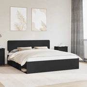 Struttura del letto-Giroletto Nero 200 x 200 cm Pino massello 185045