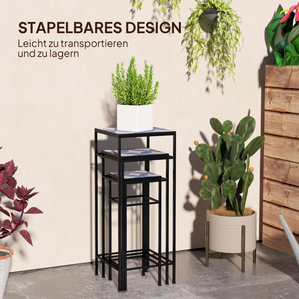 PORTAFIORI Set da 3 pezzi in metallo blu