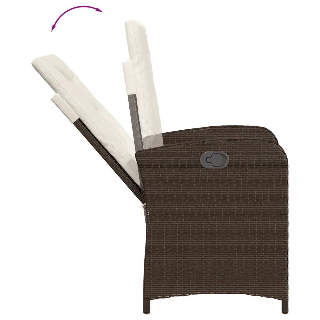 Set da Pranzo da Giardino 9pz con Cuscini Marrone in Polyrattan 3212256