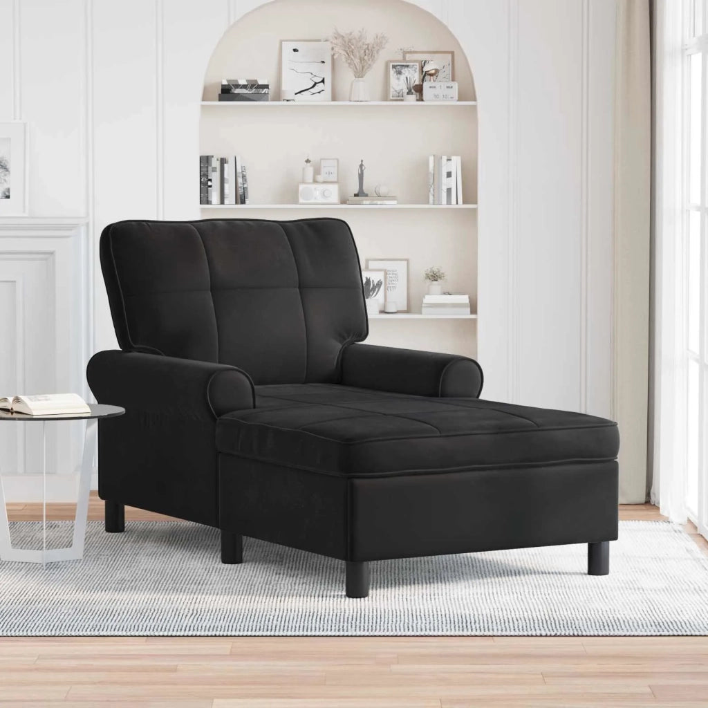 Chaise Lounge | Sedia a Sdraio con cuscino Nero 91 x 157 x 91 cm Velluto CFW2688990