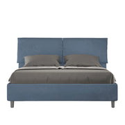BS COM Letto matrimoniale senza rete imbottito 160x210 microfibra blu