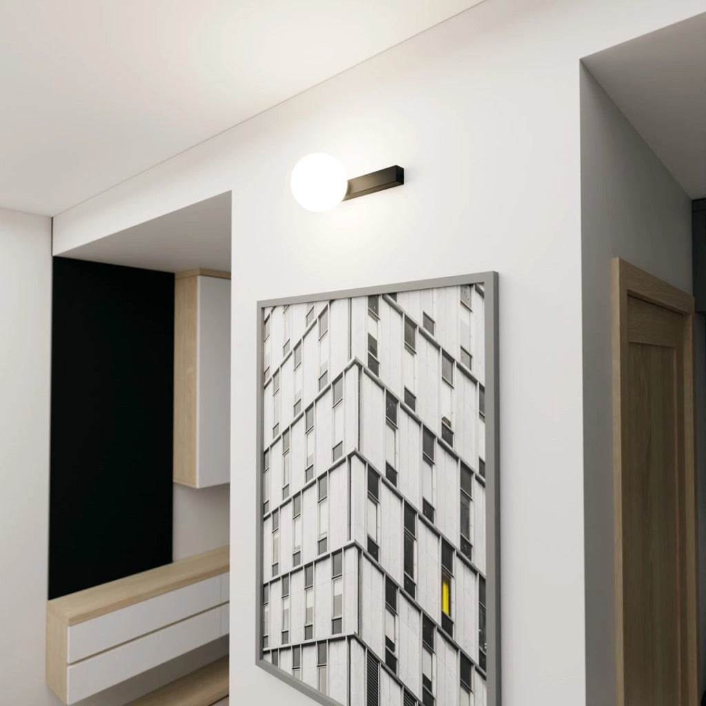 Plafoniera Emibig FIT 1 E14 metallo nero/opalina 30cm