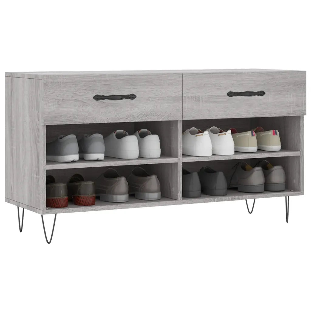 Panca Porta Scarpe | Scarpiera | Mobile per scarpe Grigio Sonoma 102x35x55 cm Legno Multistrato