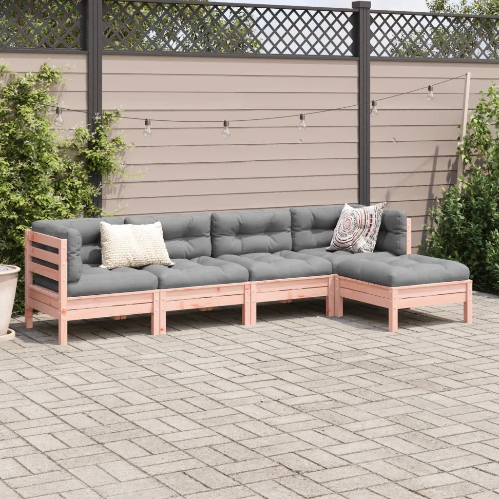 Set Divani Giardino 5 pz Cuscini Legno Massello Abete Douglas