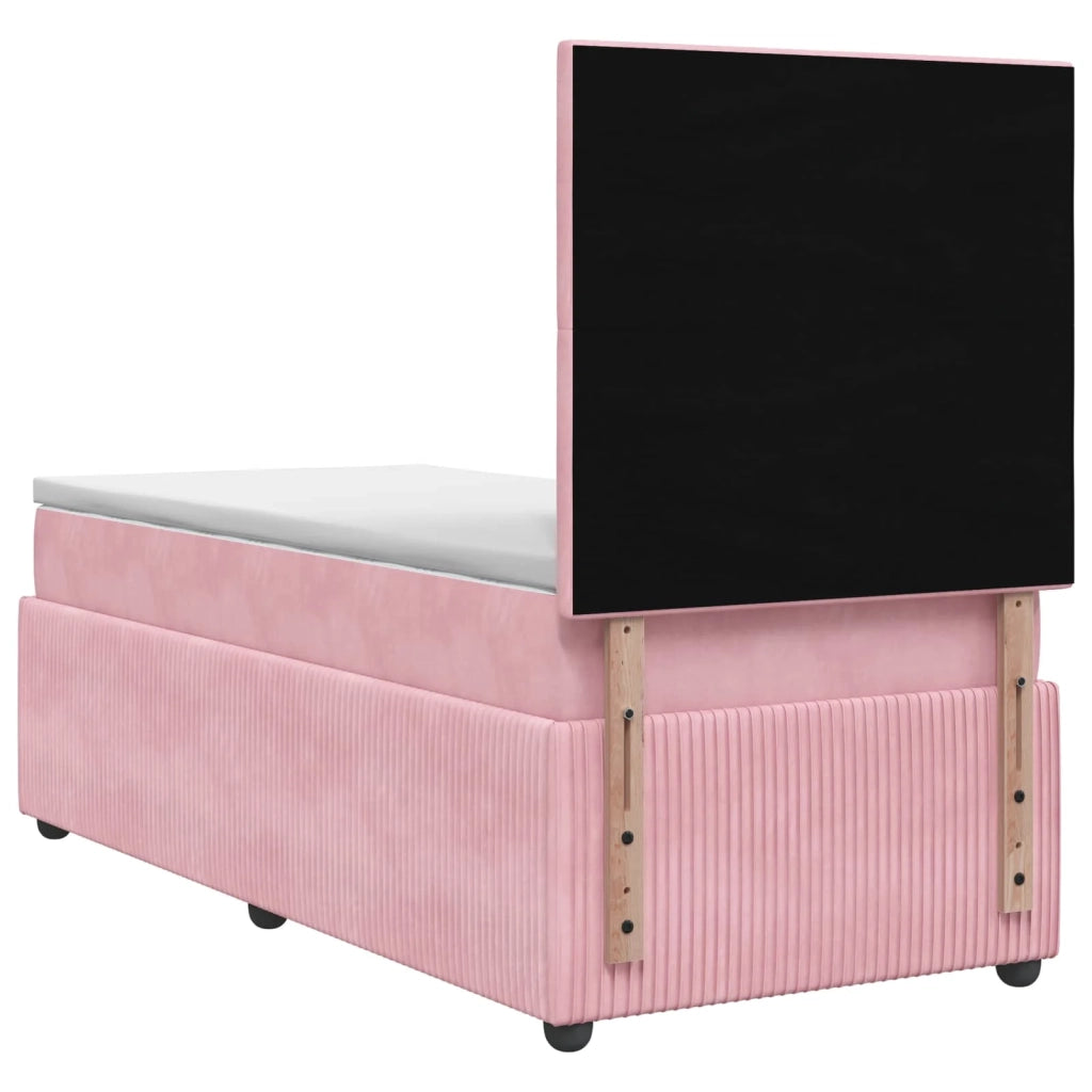 Letto Box Spring LED con Materasso Rosa 100 x 200 cm Velluto 3456010