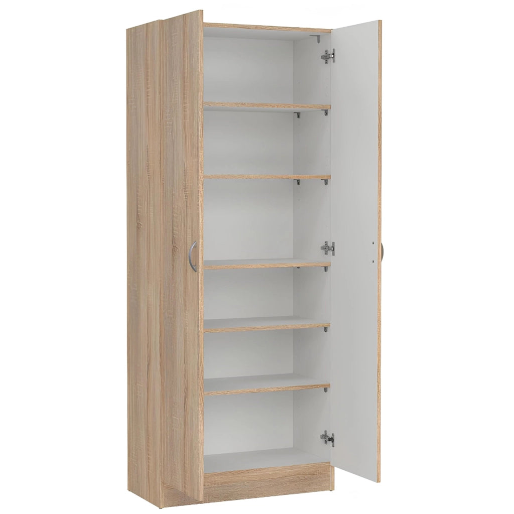 Scarpiera Mobile Salvaspazio Con 2 Ante E 5 Ripiani Regolabili Armadio Moderno Per Ingresso Camera E Living Design 69.2 X 34.6 X 170.4 Cm Rovere