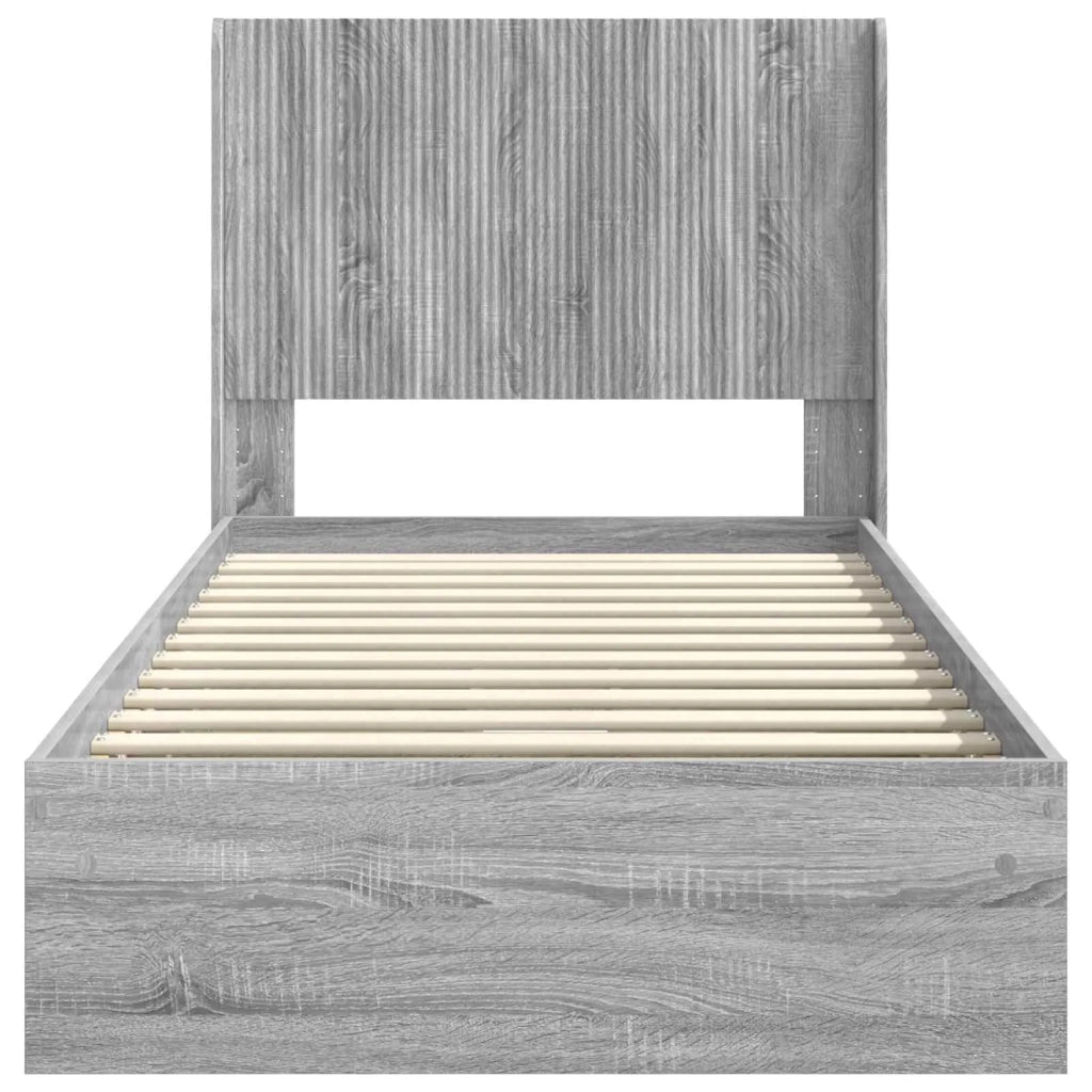 Struttura del letto con stoccaggio e testata-Giroletto con contenitore Sonoma grigio 655518