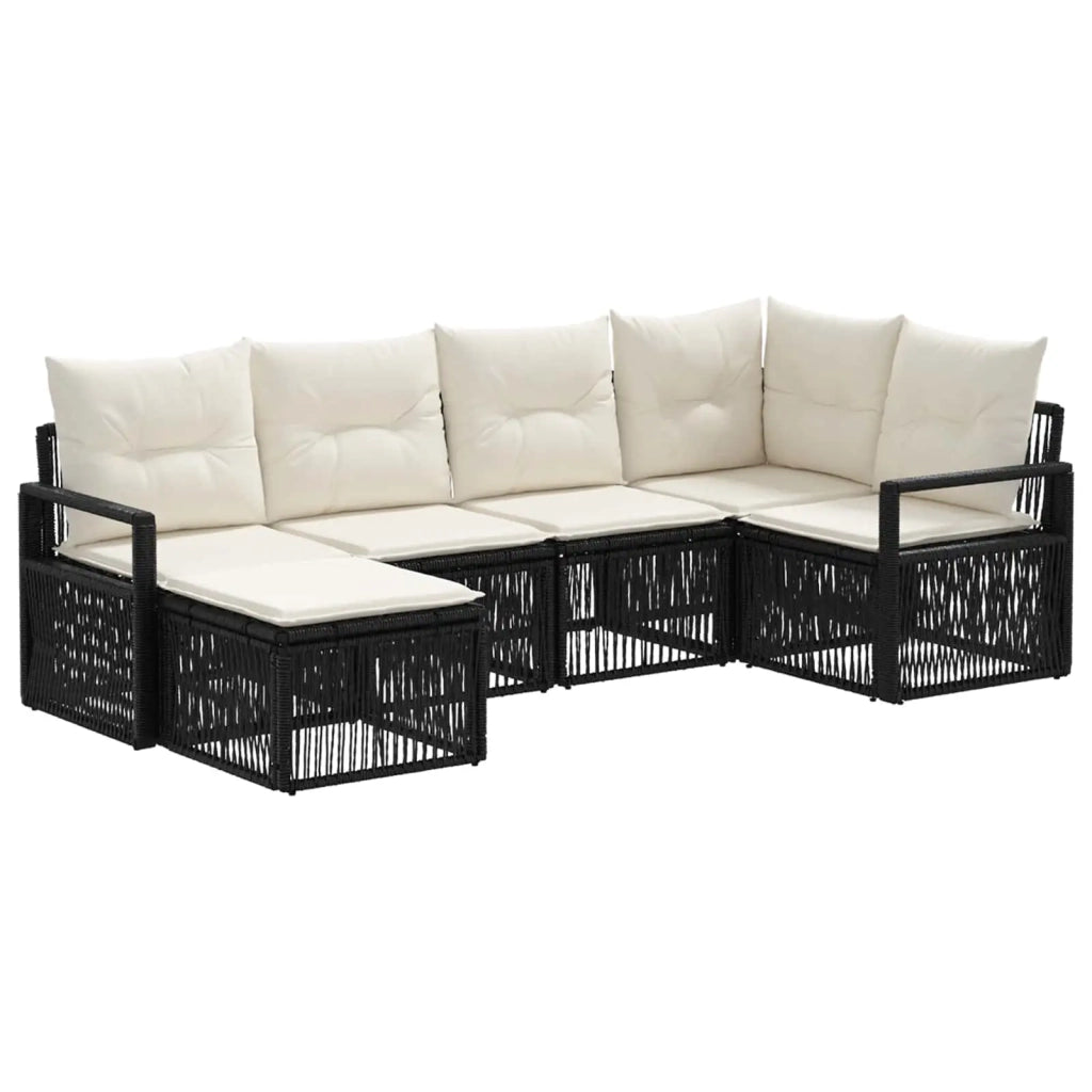 Set Divano da Giardino 6 pz Nero polyrattan 3435778