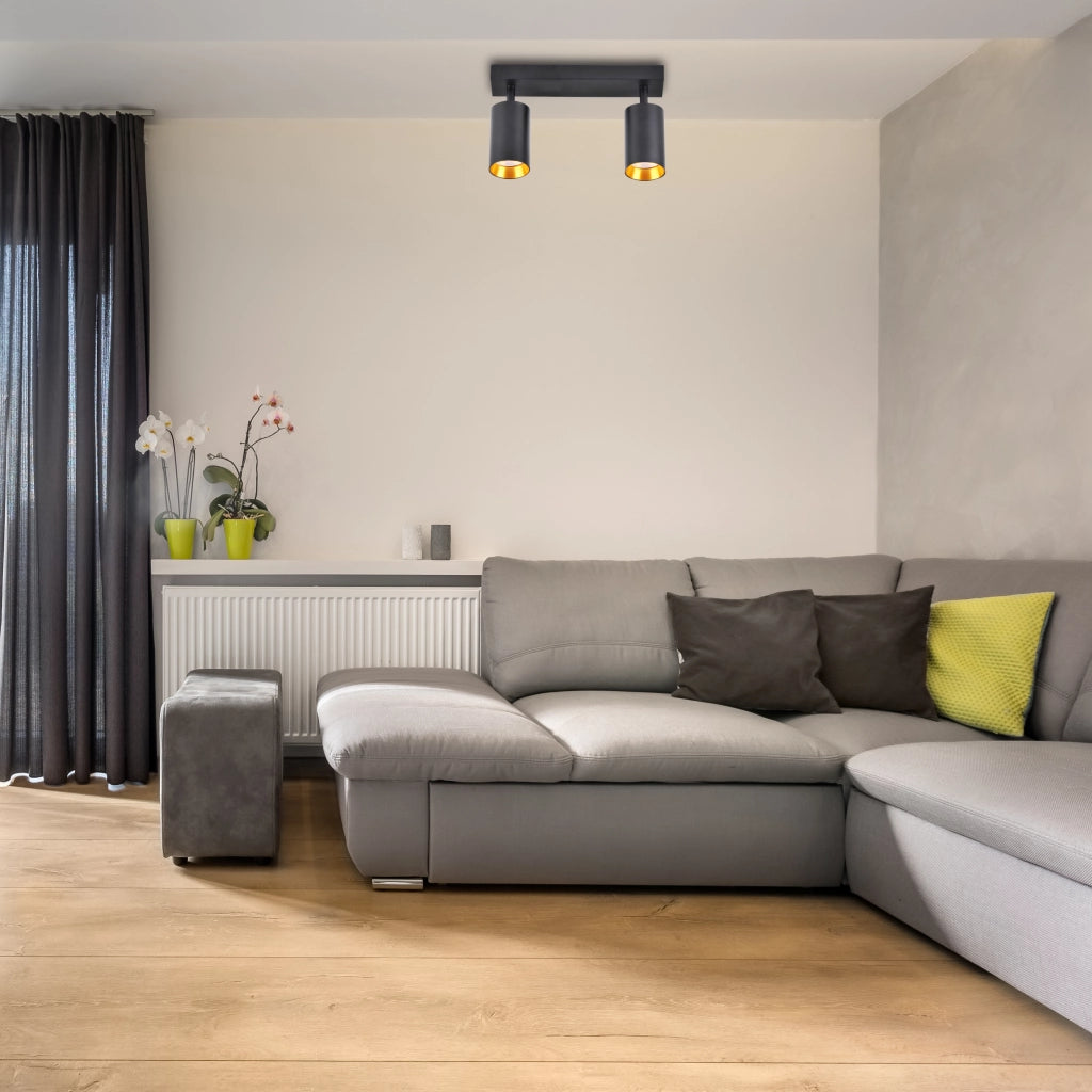 Lampada parete/soffitto 2xGU10 nero oro Maribel Polux