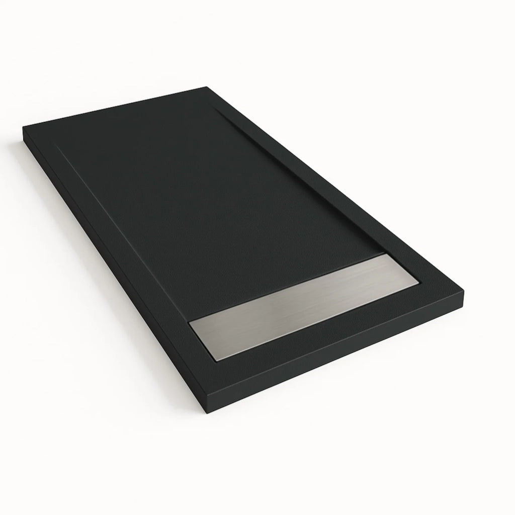 Piatto doccia Bidai con bordo 90X100 cm colore Nero RAL 9005 griglia in Acciaio