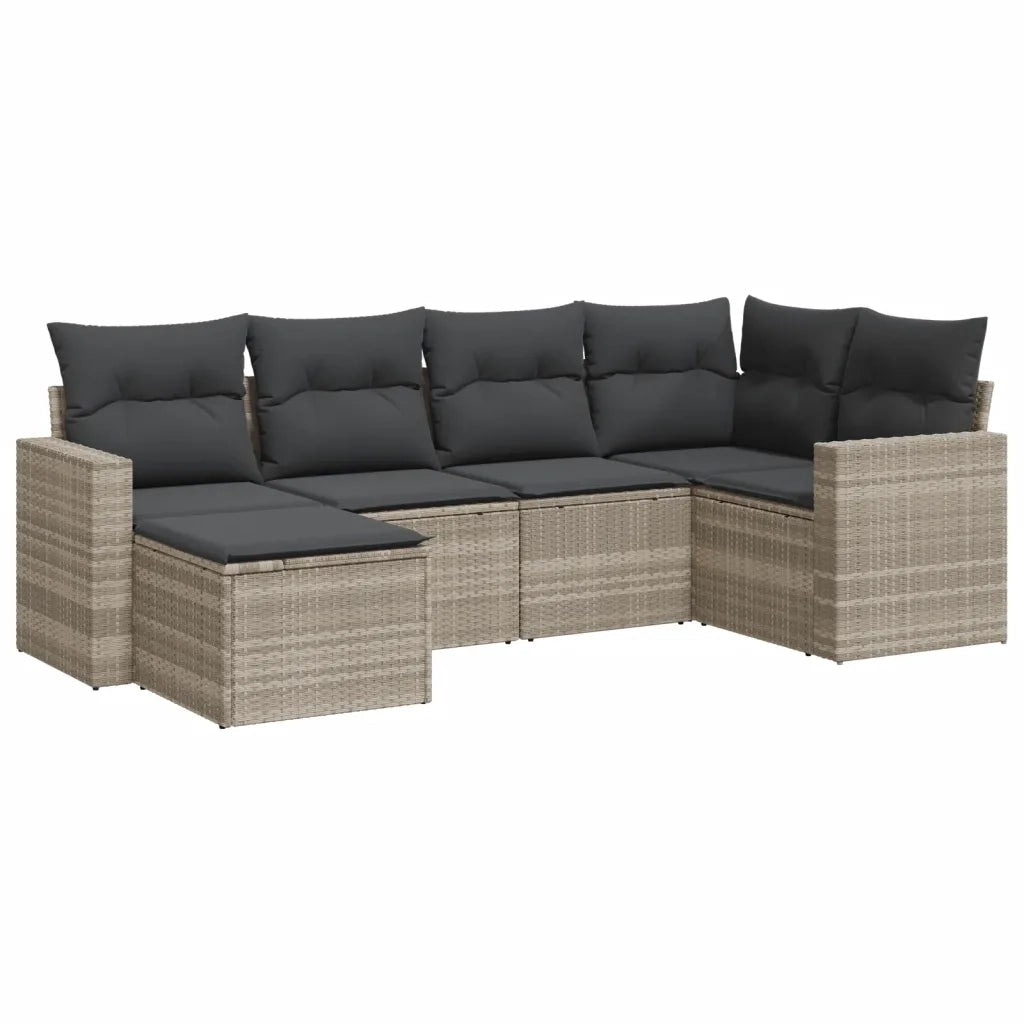 Set Divano da Giardino 6pz con Cuscini Grigio Chiaro Polyrattan 3251599