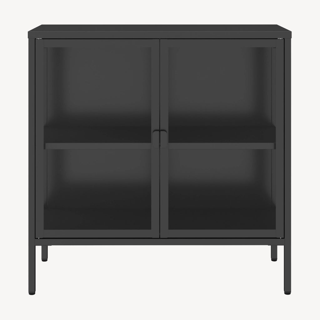 Armadietto con Vetrina Borshavisa Credenza con 2 Ante in Vetro 80x80x35 cm [en.casa]