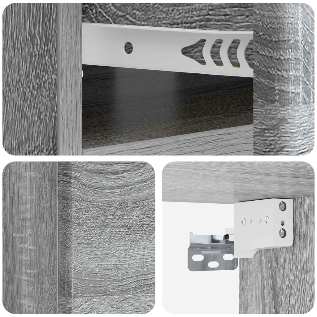 Set di 2 Comodini | Armadio da Notte | Mobiletto da notte a muro Grigio Sonoma 49 x 34,5 x 20 cm