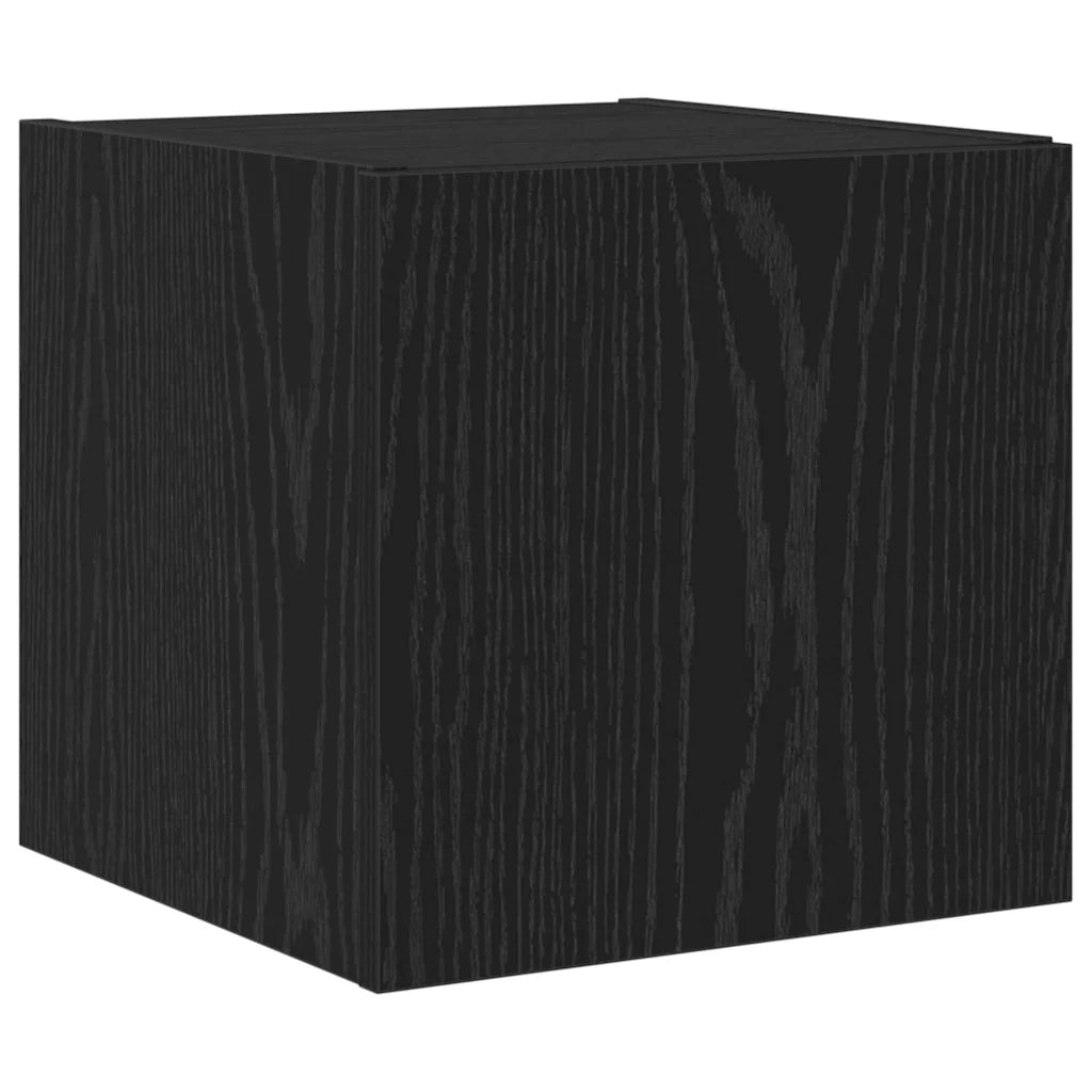 Mobile TV da parete con LED Rovere Nero 30,5 x 35 x 30 cm 893639