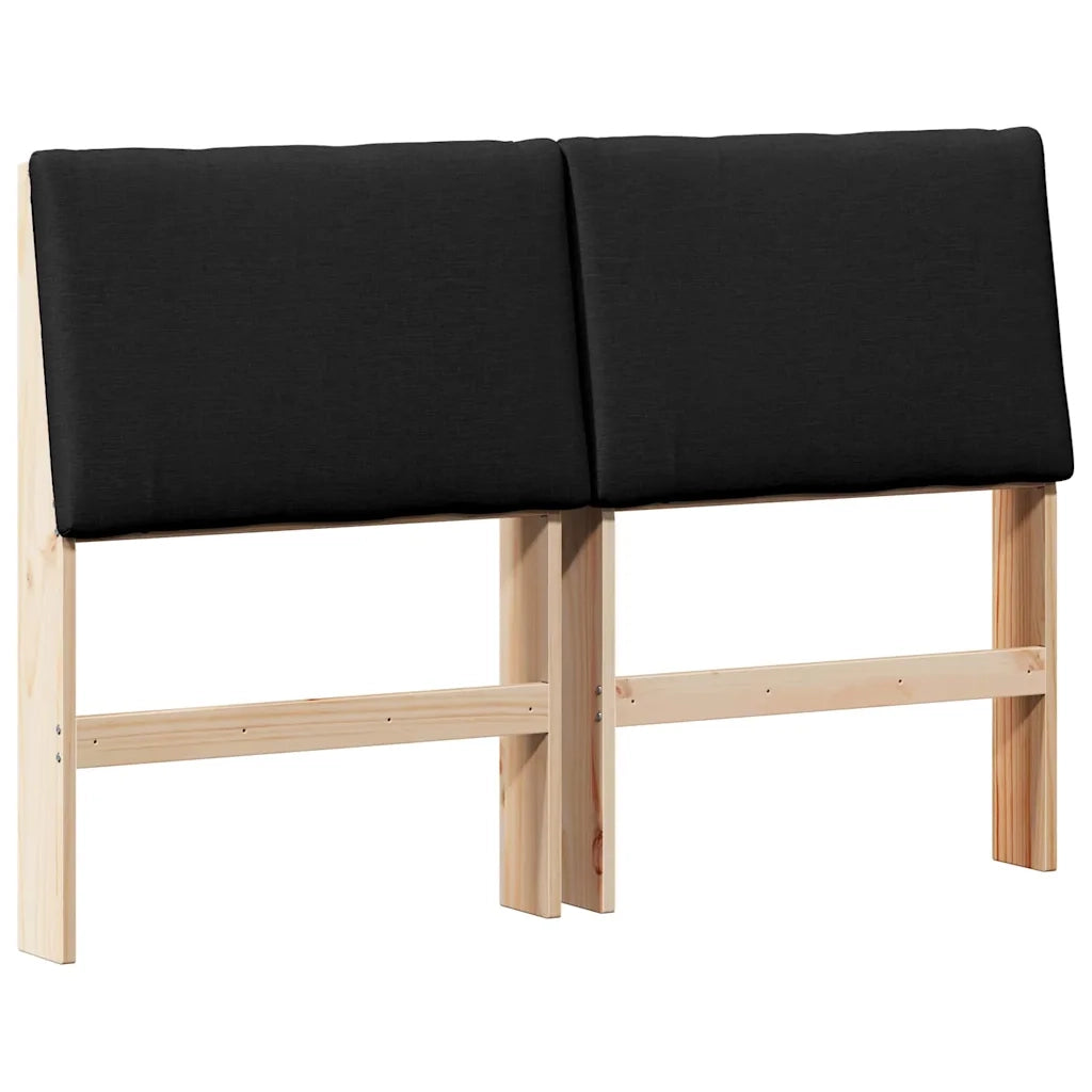 Testiera imbottita-Testiera con Cuscini-Testata Nero 140 cm Pino massello 873557