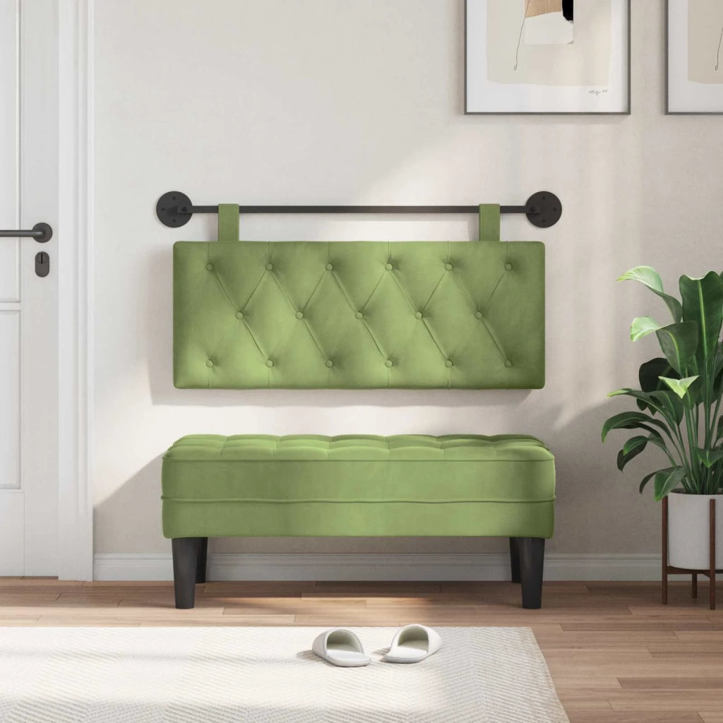Testiera sospesa Con luce LED Verde chiaro Velluto 42032083