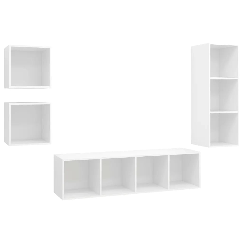 Set Mobile TV 4 pz | Armadietto TV | Mobile Porta TV Bianco in Truciolato