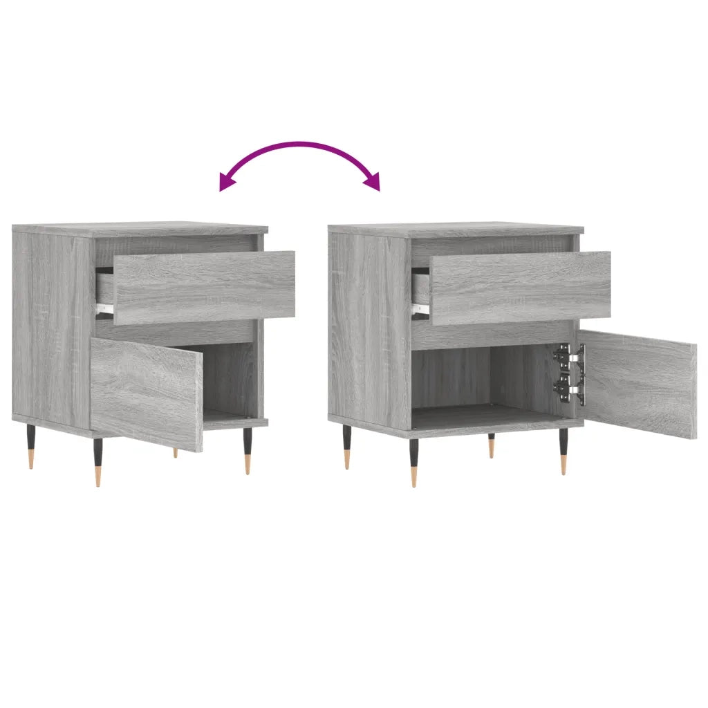 Comodino Grigio Sonoma 40x35x50 cm in Legno Multistrato 830664