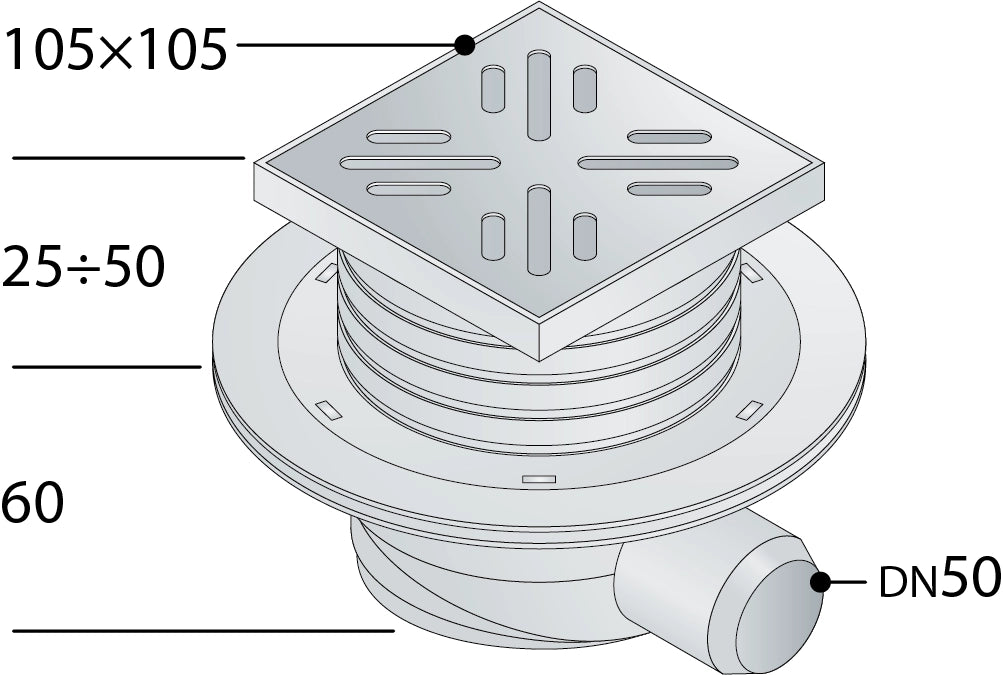 SIFOIDE PAVIMENTO IN ABS- 105 x D. 40- TEA- pezzi 1