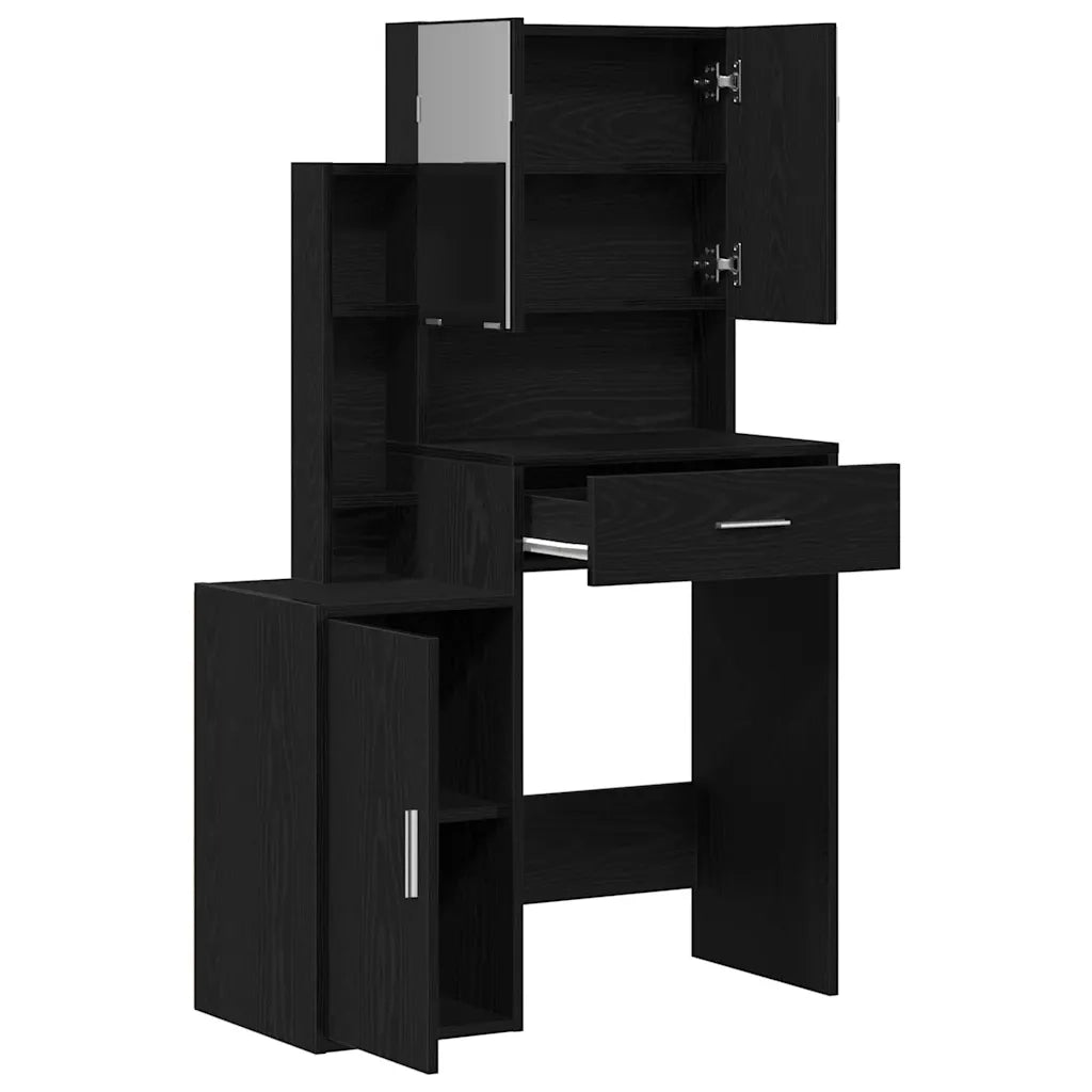 Toeletta | Tavolo da Trucco Rovere Nero 80 x 35 x 132 cm Legno multistrato