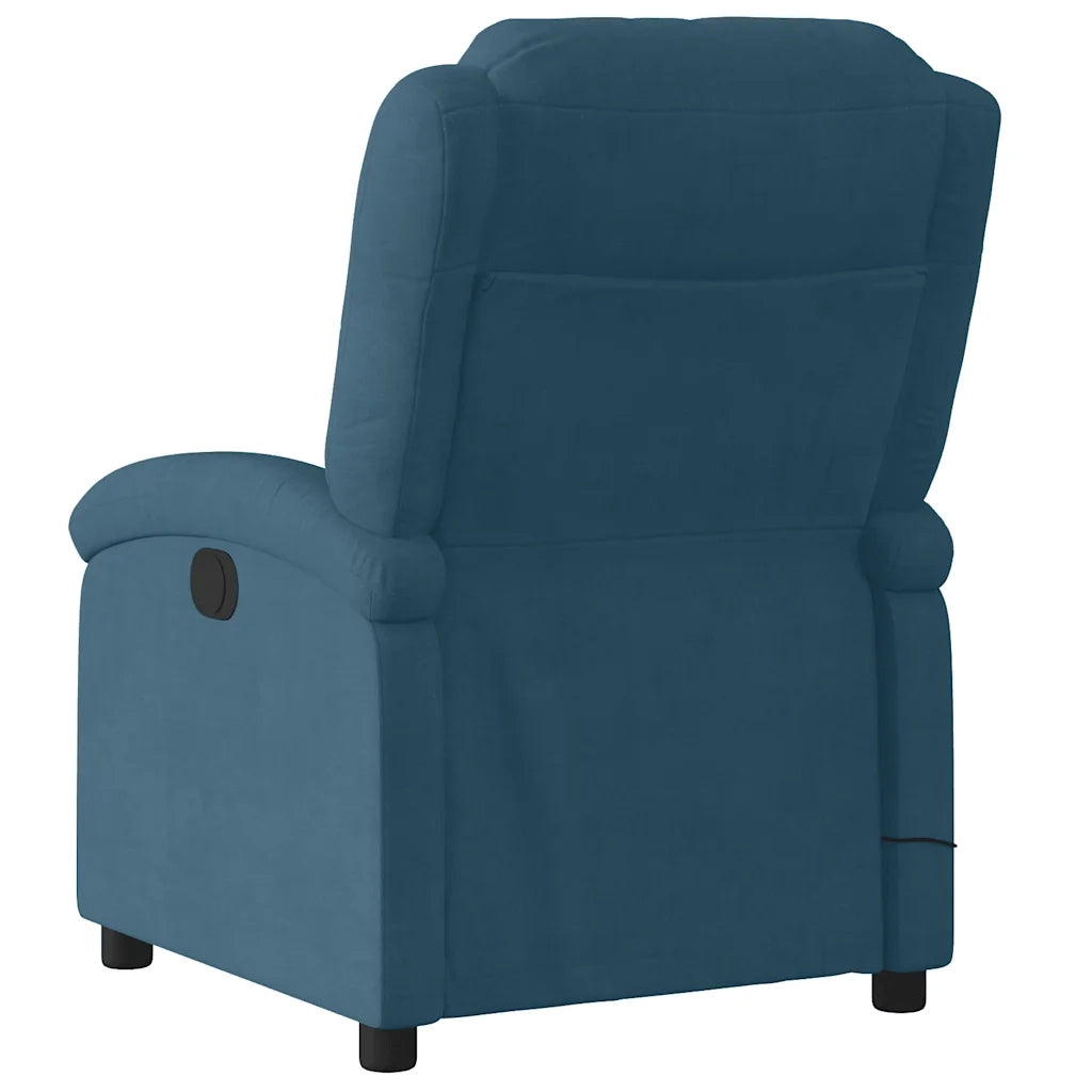 Poltrona Massaggiante | Sedia Relax Reclinabile Blu in Velluto