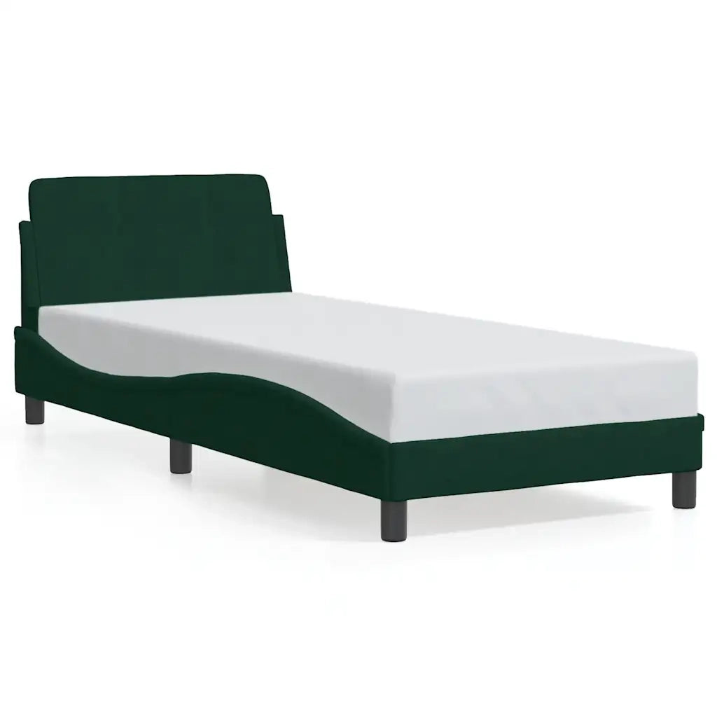 Letto singolo | Letto per adulti | Giroletto Dover Verde Scuro 90x190 cm in Velluto