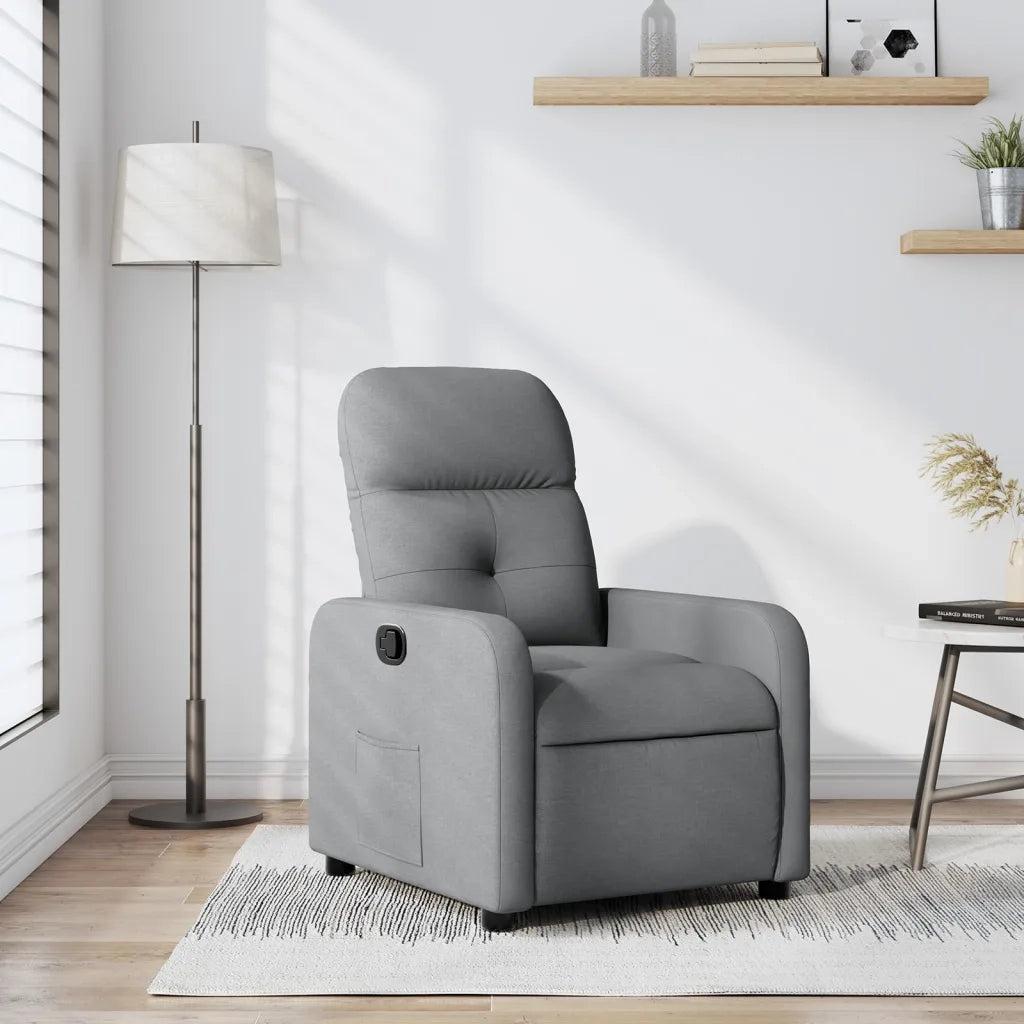 Poltrona Reclinabile in Tessuto Grigio Chiaro 374197