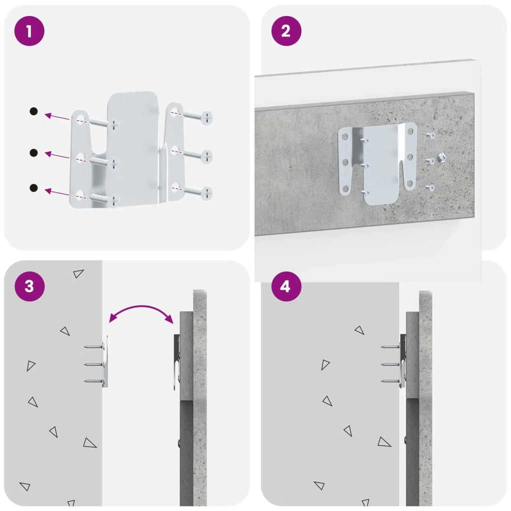 Testiera da Muro ZWOLLE Grigio Cemento Legno ingegnerizzato 896498