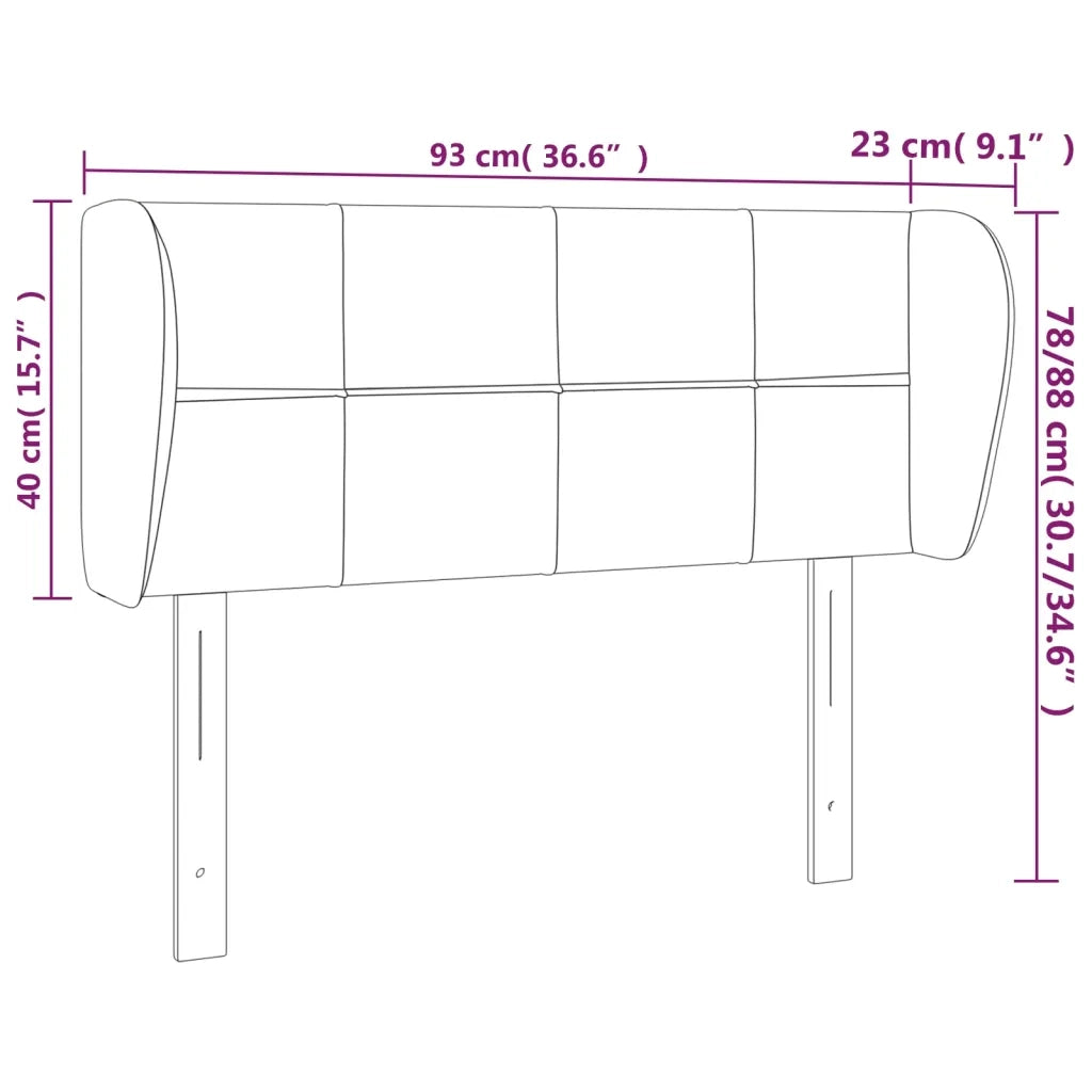 Testiera ad Orecchio-Testata con Orecchie Nera 93x23x78/88 cm in Velluto 896274