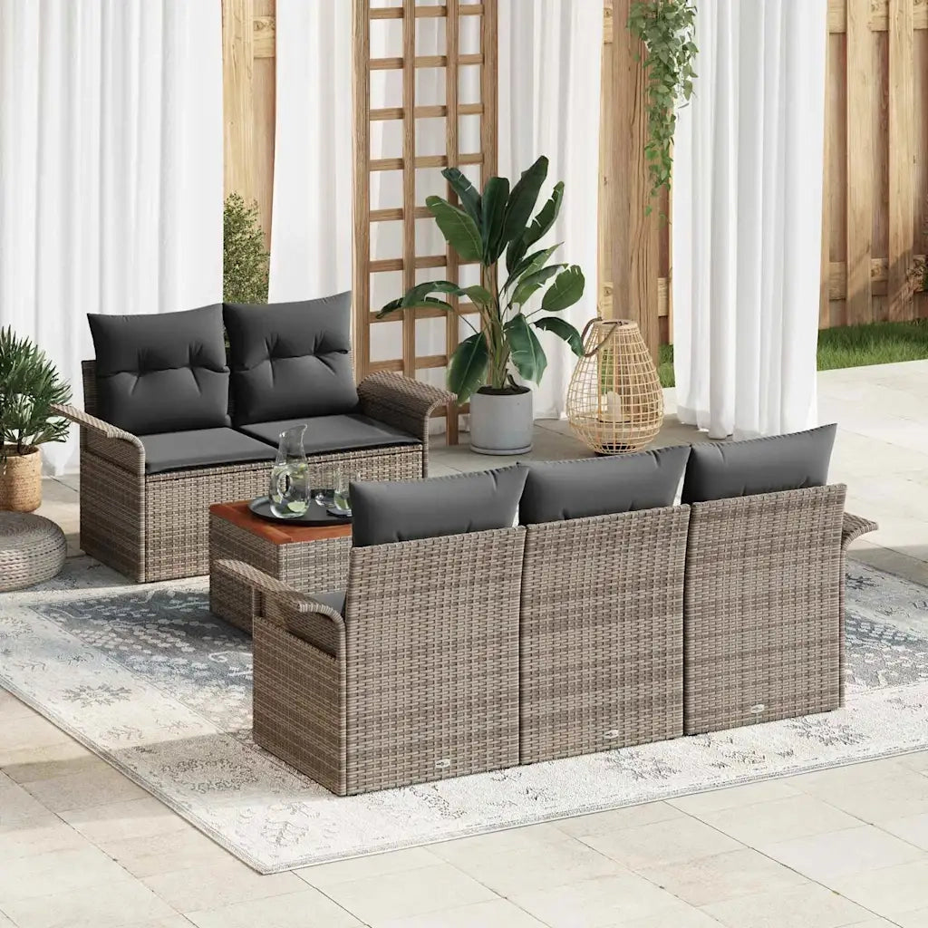 Set Divano da Giardino 6 pcs Grigio polyrattan