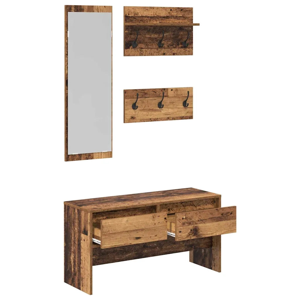 Set mobili da ingresso 4 pz Legno vecchio Legno multistrato