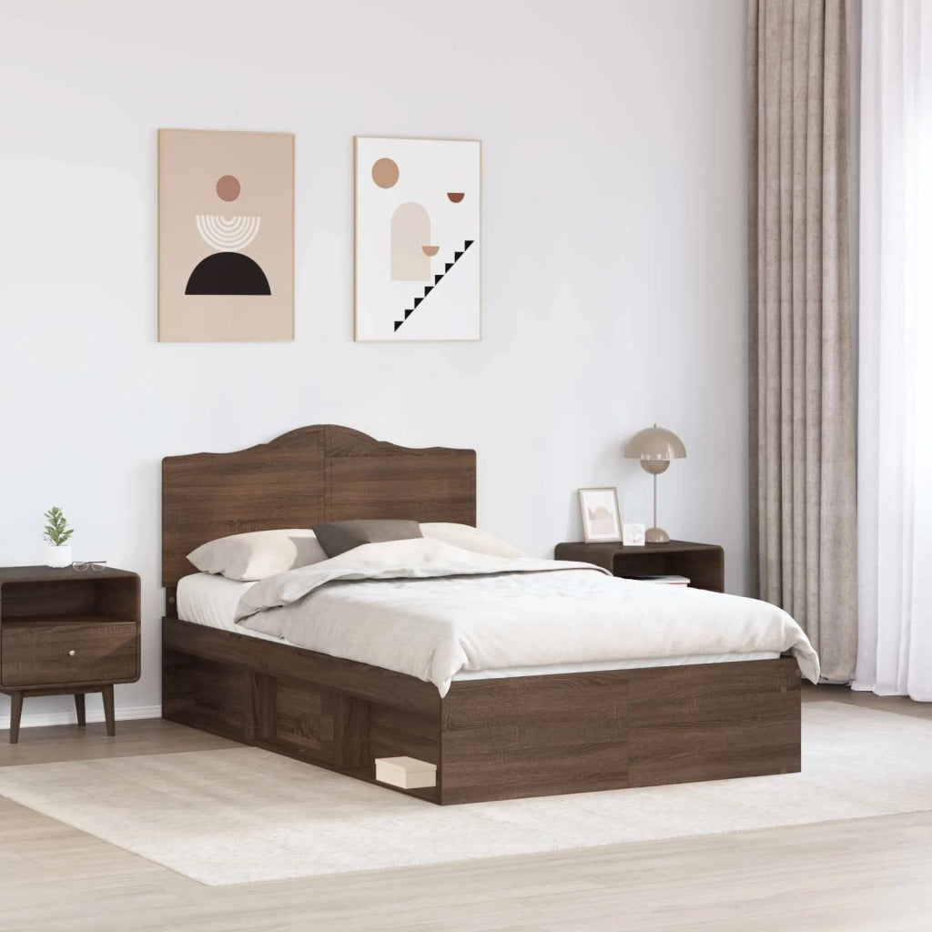 Letto matrimoniale | Letto per adulti | Struttura del letto Rovere Marrone 120 x 190 cm Pino massello