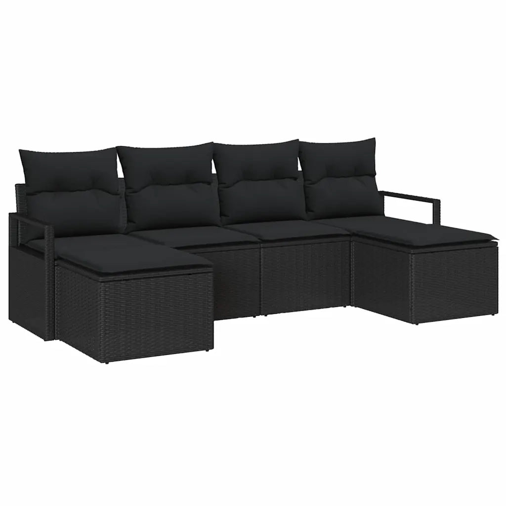 Set di divani 6 pcs Nero polyrattan