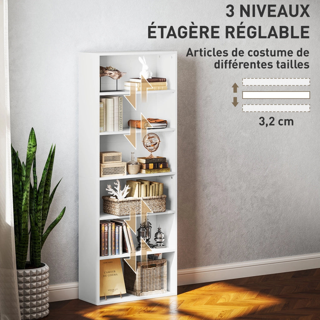 Libreria 6 ripiani regolabili ¨C Xylo ¨C Bianco 60x24x158,5cm