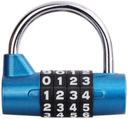 Combinazione a 4 cifre (blu) – Combinazione innovativa con codice numerico e funzione di reset, impermeabile e in acciaio inossidabile, serratura di sicurezza robusta per scuola, palestra, bicicletta, ecc.