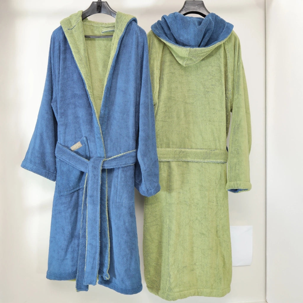 Seha, Accappatoio 100% Cotone con Cappuccio Reversibile, blu Indaco