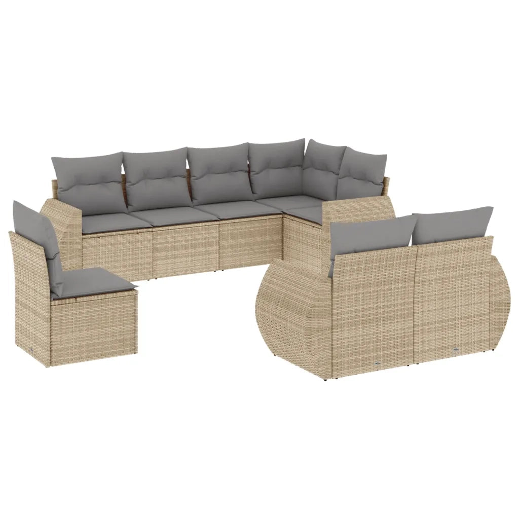 Set Divano da Giardino 8 pz con Cuscini Beige in Polyrattan 3253976